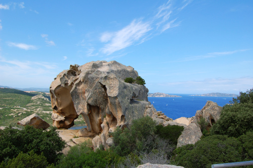 Frioul island with its calanques and creeks, it is a beautiful natural landmark. Taken in Marseille city, on the Mediterranean coast of Provence, in the department of Bouches-du-Rhone, in Provence-Alpes-Cote d'Azur region in France, Europe in a summer sunny day.