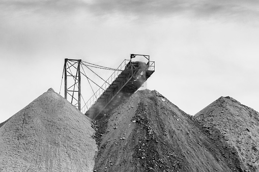 Bor / Serbia - July 13, 2019: Heaps of tailings and mine dumps in Bor, Eastern Serbia, one of the largest copper mines in Europe owned by Chinese mining company Zijin Mining Group