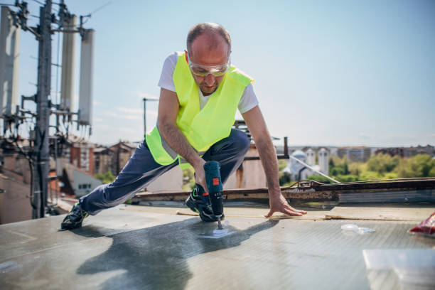 istock Mature man repairs the roof 1221590245
