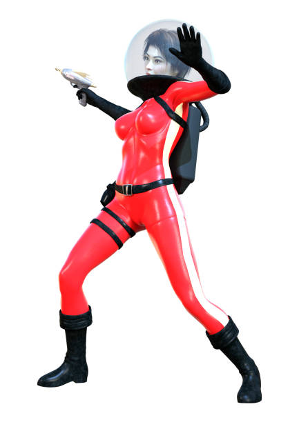 istock 3D illustration astronaut woman on white 1221591880