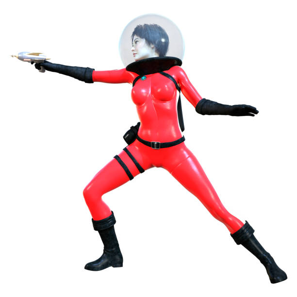 istock 3D illustration astronaut woman on white 1221591888