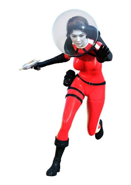istock 3D illustration astronaut woman on white 1221591914