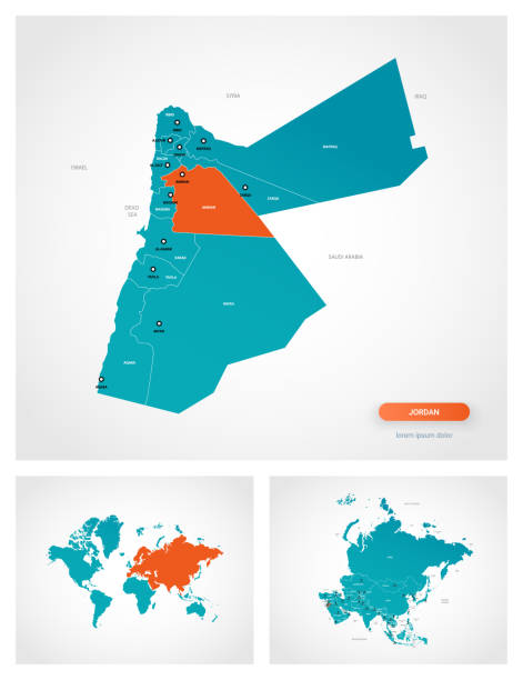 Editable Template Of Map Of Jordan With Marksjordan On World Map And On Editable Template Of Map Of Jordan With Marks Jordan On World Map And On Asia Map 