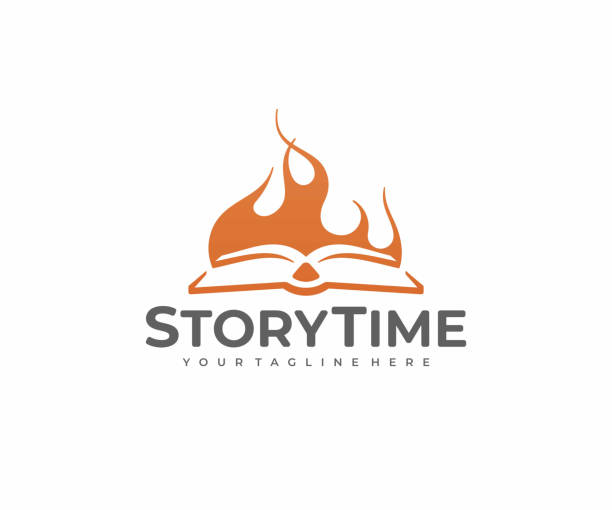Book story design. Storytelling vector design. Open book and bonfire illustration Book story design. Storytelling vector design. Open book and bonfire illustration open flame stock illustrations