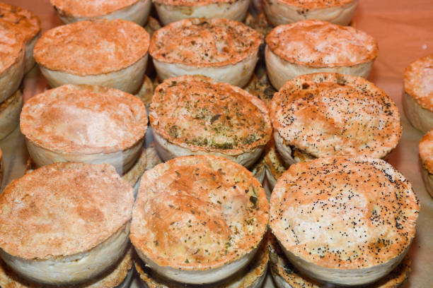 istock British pie stuffed in display window, for sale 1221596684