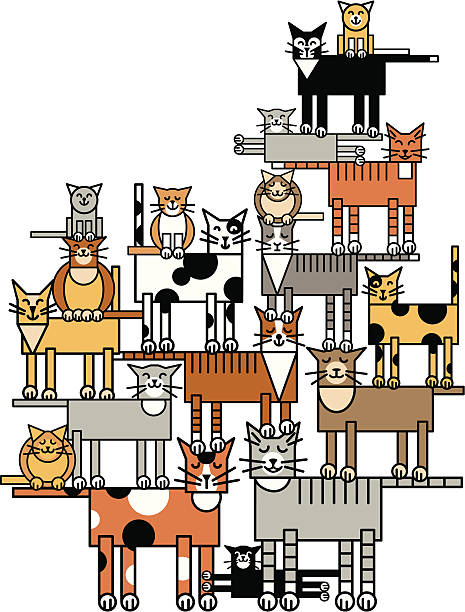 ilustrações, clipart, desenhos animados e ícones de gato família - spay
