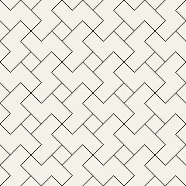 Vector illustration of Vector seamless geometric tiling pattern. Simple abstract lines lattice. Repeating intersecting elements background design.