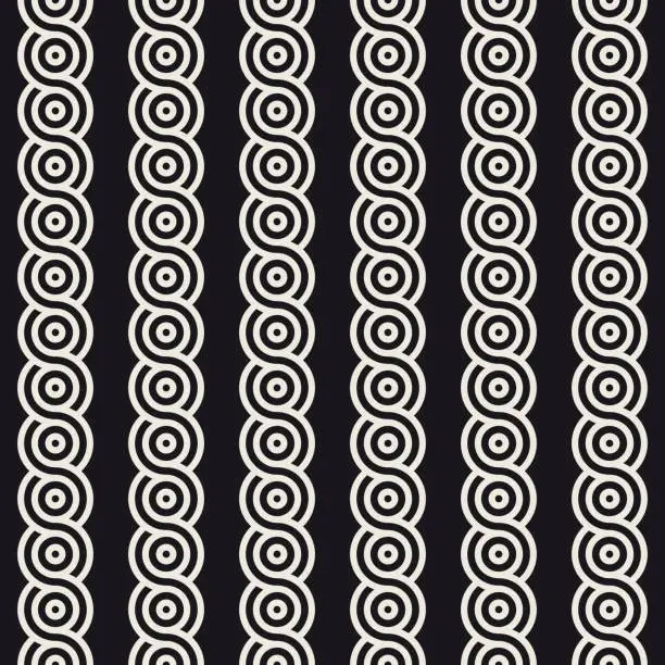 Vector illustration of Vector seamless rounded interlacing lines pattern. Modern stylish abstract texture. Repeating geometric stripes