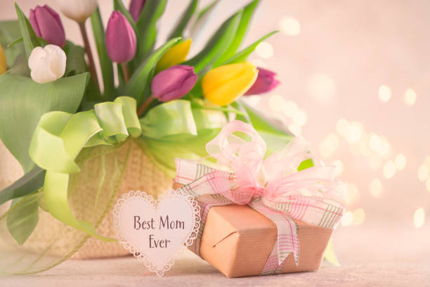istock Mother`s Day Greeting Card with A gift Box 1221601809
