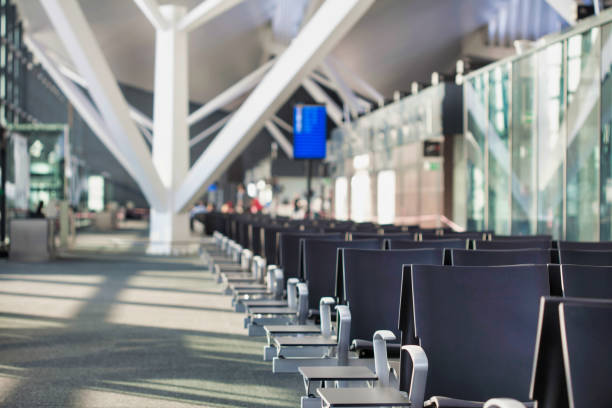 istock Photo of empty boarding gate in airport 1221601901