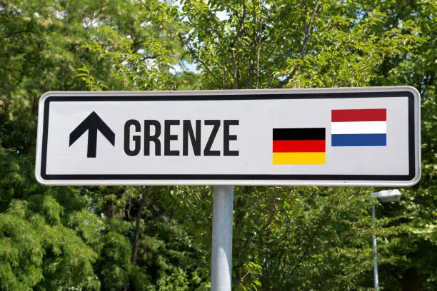 A sign and border between Germany and the Netherlands