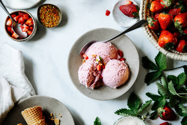 Homemade strawberry ice-cream