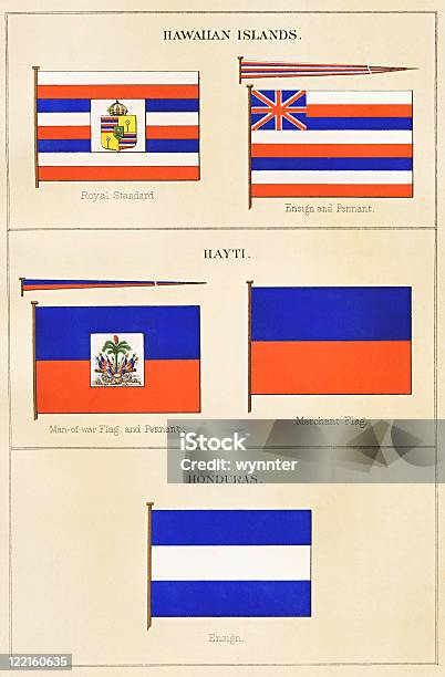 Vetores de Maritime Flags Do Havaí Haiti Circa 1876 E Honduras e mais imagens de Bandeira Náutica