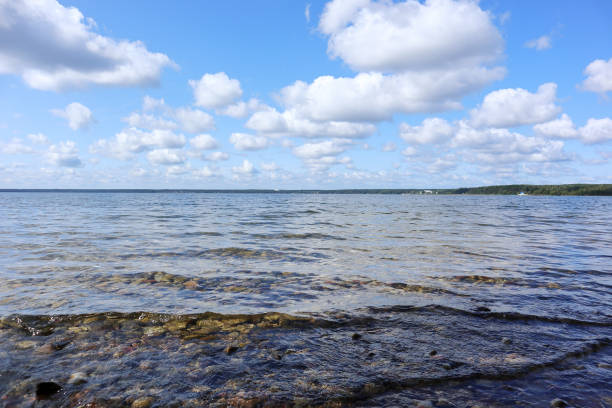 istock Beautiful Belarus skyscape lake, water, cloudy sky 1221607069