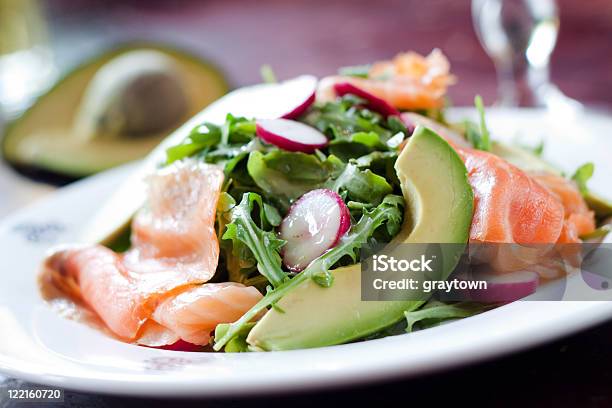 Smoked Salmon Salad Stock Photo - Download Image Now - Arugula, Avocado, Color Image