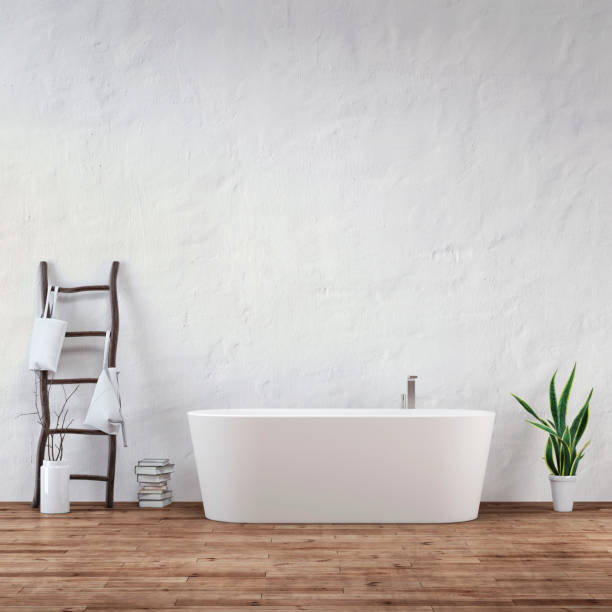 istock Bathroom interior with decoration - ruined wall 1221613124