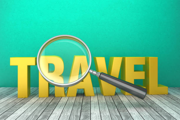istock 3D Word TRAVEL with Magnifying Glass - 3D Rendering 1221615246