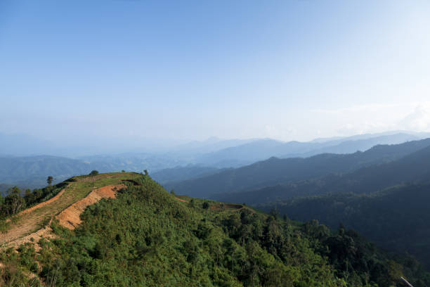 istock A high angle shot Landscape Mountain range  and blue sky 1221616011