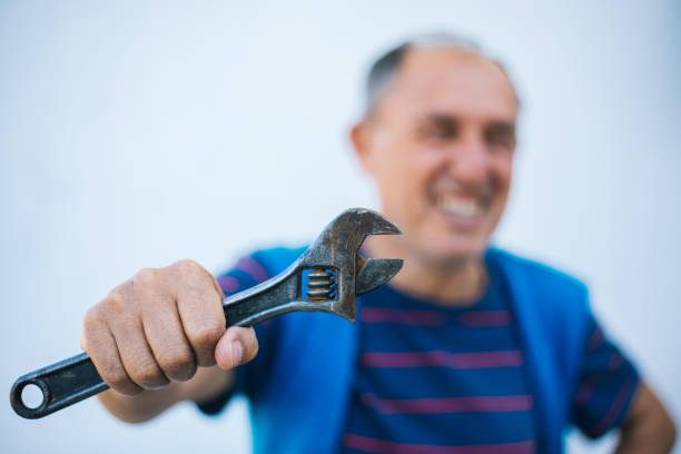 Worker with his fist raised to the air