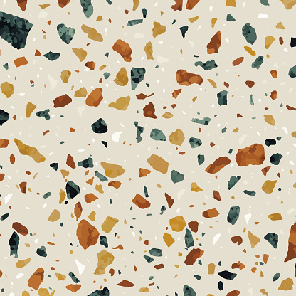 Terrazzo vector seamless pattern. Texture of natural stone, quarts, granite , cement, in classic Italian style.