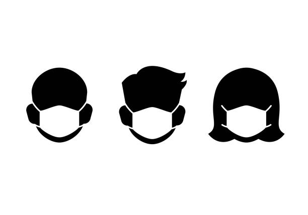 Protective Mask Icons Protective Mask Icons protective face mask illustrations stock illustrations