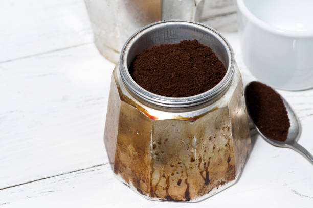 istock ground coffee in a geyser coffee machine 1221621830