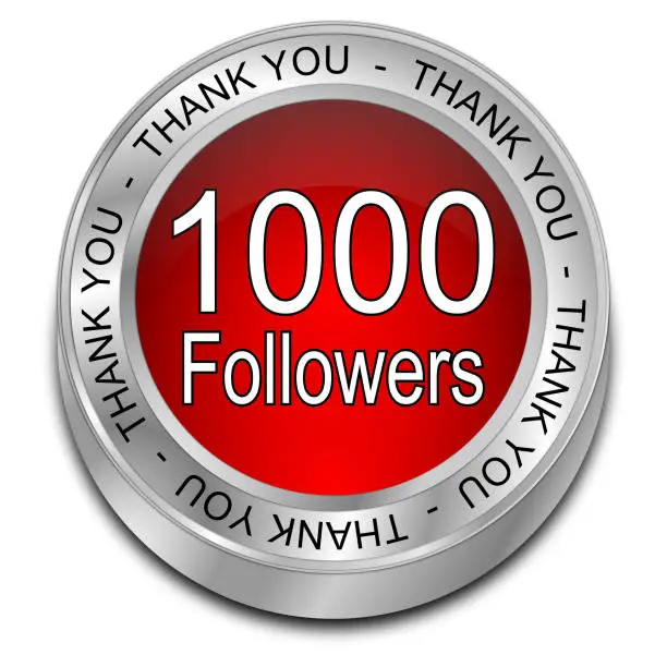 Photo of 1000 Followers Thank you - 3D illustration