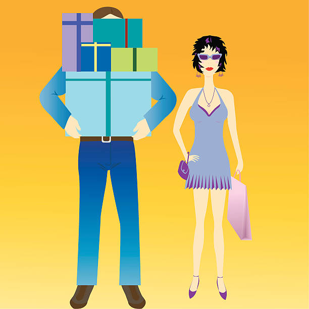 shopping couple - earring customer retail shopping stock illustrations