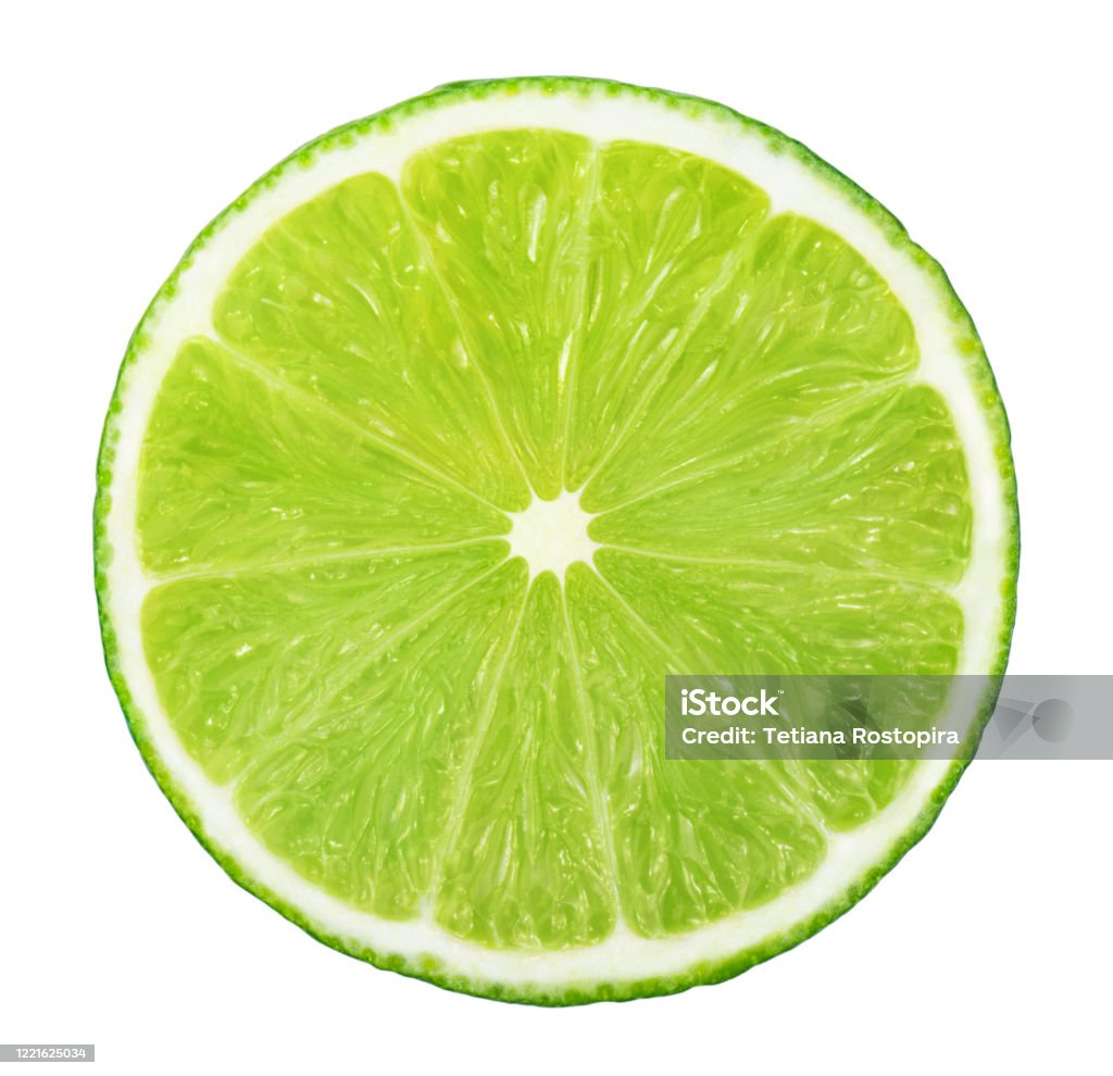 Slice of lime without shadow isolated on white background Lime Stock Photo