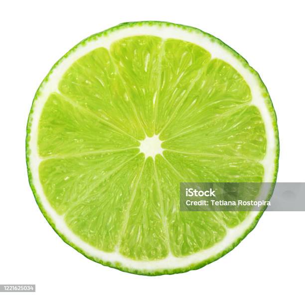 Slice Of Lime Without Shadow Isolated On White Background Stock Photo - Download Image Now
