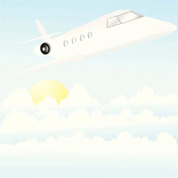 Vector illustration of Jet in the Clouds