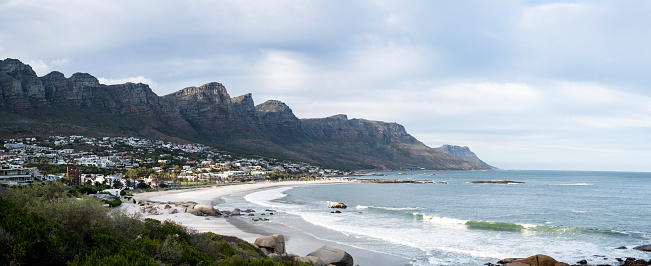 Camps Bay Table Mountain with Twelve Aposteles Panorama, South Africa. Converted from RAW.