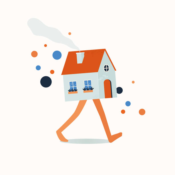 Walking House Real Estate Market Vector Illustration Stock Illustration -  Download Image Now - iStock