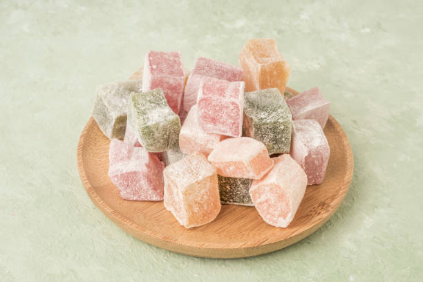 istock colorful Turkish delights on a green background 1221631905