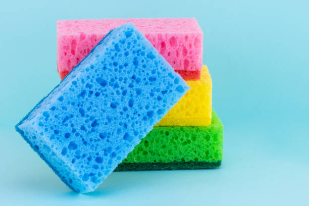 istock sponges for dishwashing on a blue background 1221633919