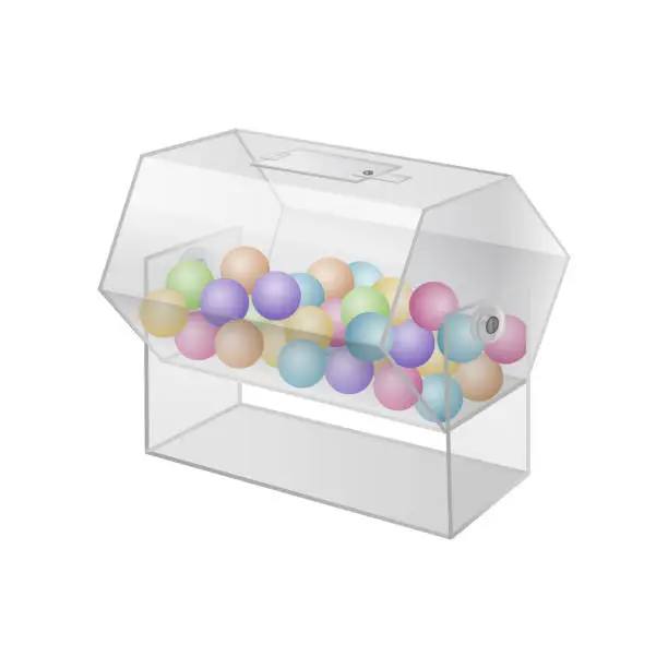 Vector illustration of Realistic 3d Detailed Drum Raffle Lottery with Balls. Vector