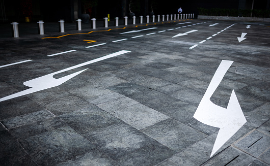 Singapore: Road marking with arrows.