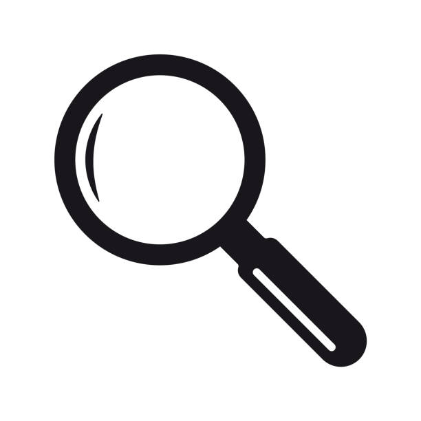 illustrazioni stock, clip art, cartoni animati e icone di tendenza di simbolo dell'icona della lente d'ingrandimento di ricerca - magnifying glass