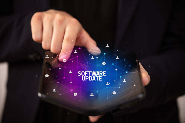 istock Businessman holding a foldable smartphone, new technology concept 1221636813