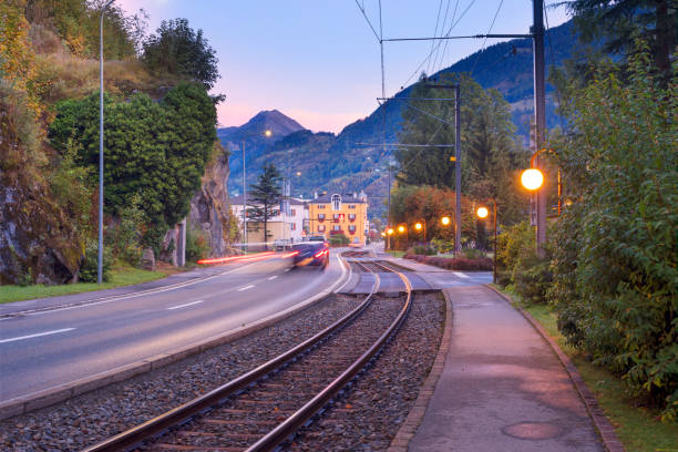 istock railway runs in the Poschiavo 1221637014