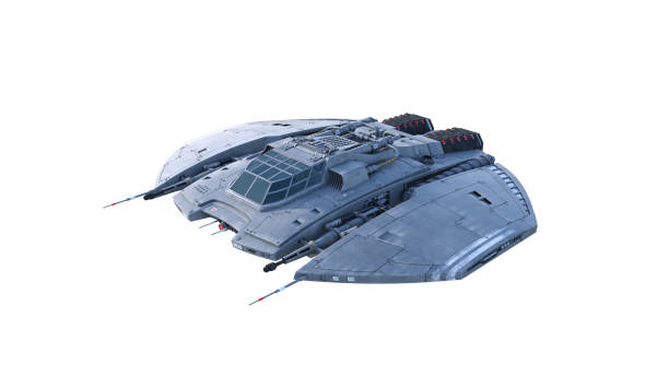 istock Alien spaceship, UFO spacecraft in flight isolated on white background, 3D rendering 1221638211
