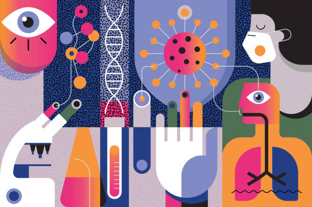 冠狀病毒概念 - 微生物學 插圖 幅插畫檔、美工圖案、卡通及圖標