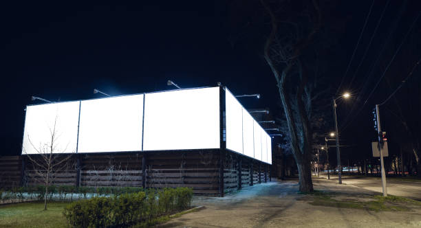 istock Blank citylight for advertising on the building at city night, copyspace for your text, image, design, flyer 1221640724