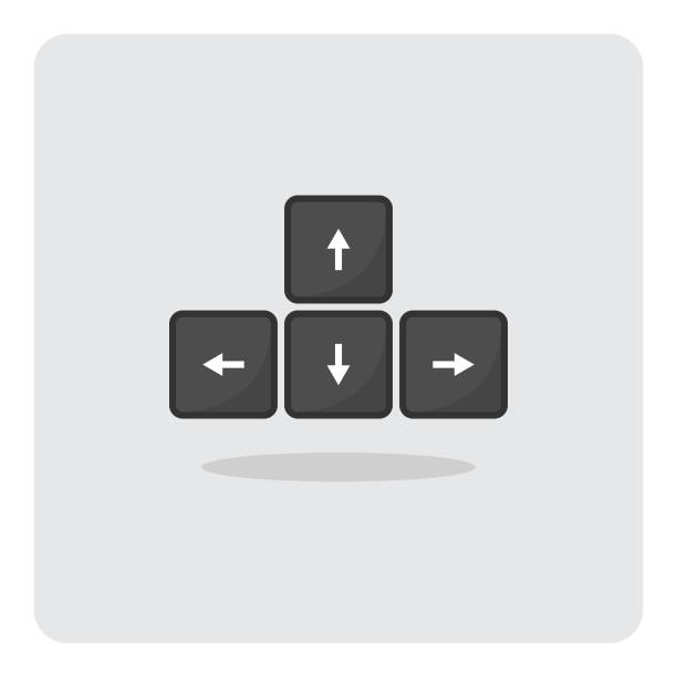 Arrow button for computer keyboard Arrow button for computer keyboard or digital keypad, Direction button, Vector design of flat icon on isolated background. arrow-keyboard-symbol stock illustrations