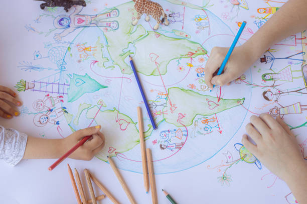 Children's drawing of planet Earth