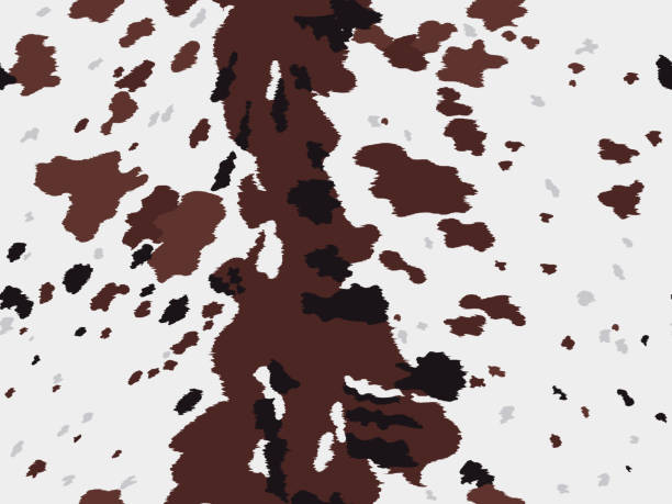 Seamless Texas Longhorn cow hide print pattern design with big brown spots. Vector animal print textured pattern.