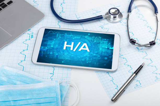 istock Close-up view of a tablet pc with medical abbreviation 1221651434