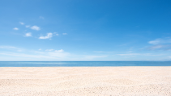 Empty sand beach and sea with clear sky background
