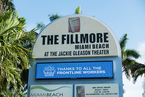 Miami Beach, FL, United States - The Fillmore Miami Beach displays a sign that reads \
