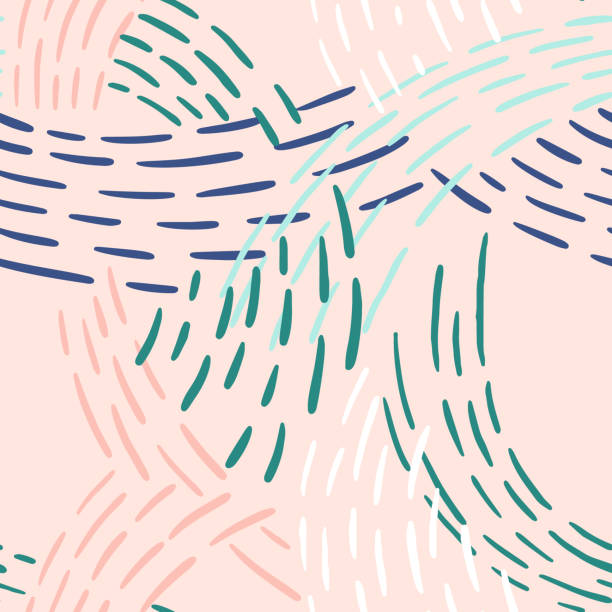 prosta geometryczna ozdoba. bezszwowy abstrakcyjny wzór z kolorowymi liniami. abstrakcyjna grafika liniowa. tło linii przerywanych - pasiasty obrazy stock illustrations